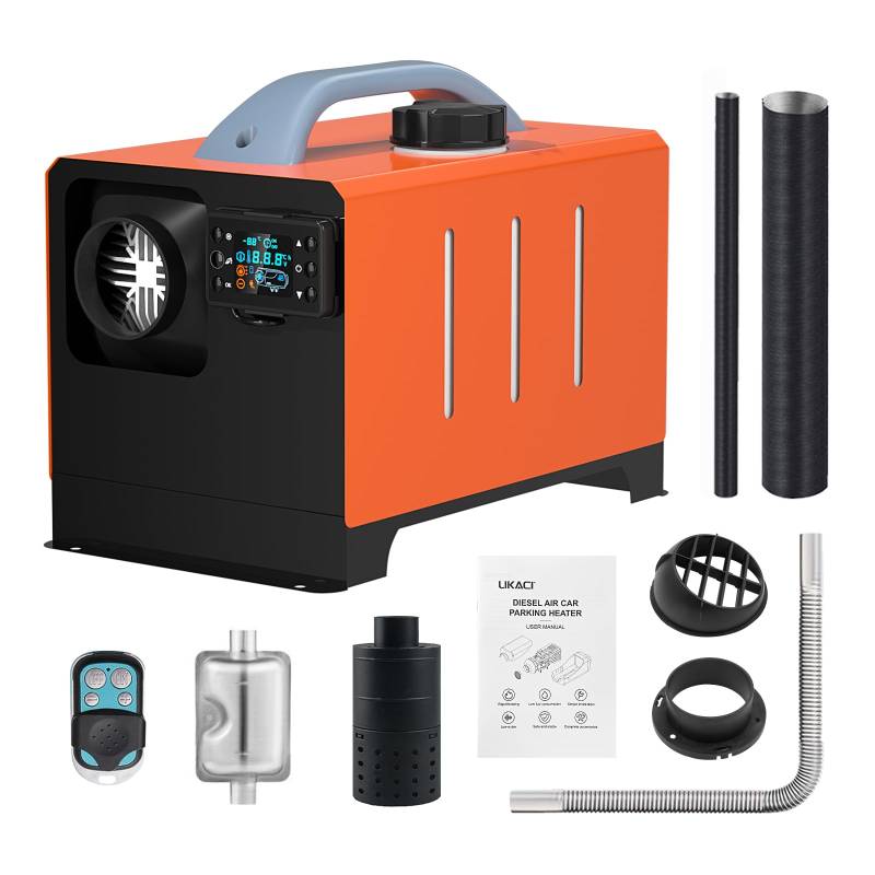 Likaci Diesel-Luft-Parkheizung 5 kW-8 kW 12 V/24 V Dieselheizung mit verbessertem LCD-Schalterdisplay und Fernbedienung, Schnelles Aufheizen, für Wohnmobil, Garage, LKW-Orange von Likaci