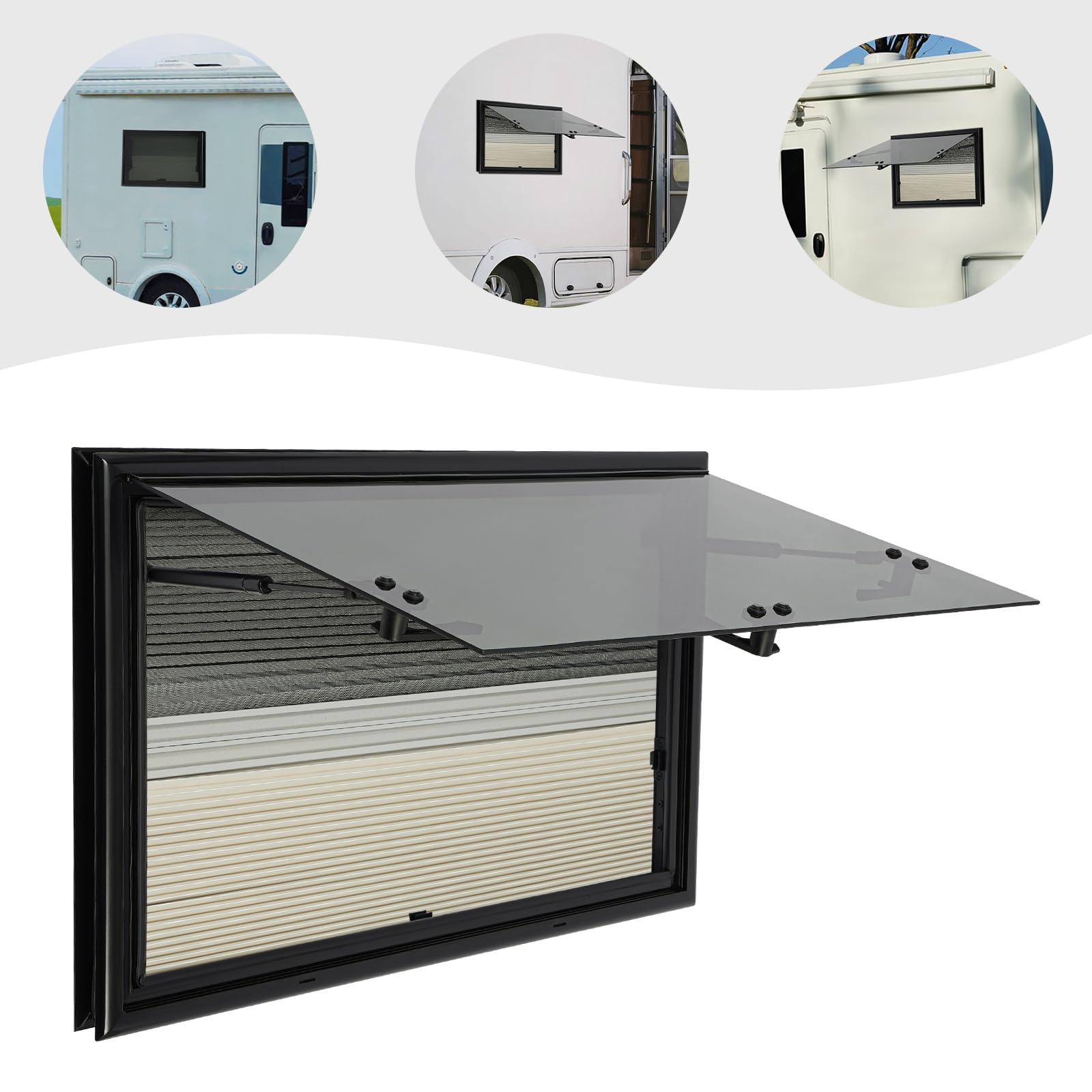 Caravan Seitenfenster Push up aufklappbar Ausstellfenster Insektenschutz Sonnenschutz Sichtschutz Fliegengitter Verdunklungsrollo, Wohnwagen Seitenfenster Wohnwagen Fenster (700x450mm) von Lilyeriy