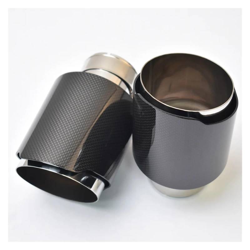 Auspuff Endrohr 1 Stück Universal Car Glossy Carbon Fiber Straight Exhaust End Pipe Straught Muffler Tip Auspuff(51-76mm) von LinQianBhD