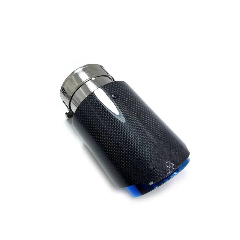 Auspuff Endrohr 1PCS Auto Auspuff Endrohr Glänzend Carbon Schwanz Ende Blau Edelstahl Gerade Schalldämpfer Spitze Auspuff(60-89mm) von LinQianBhD