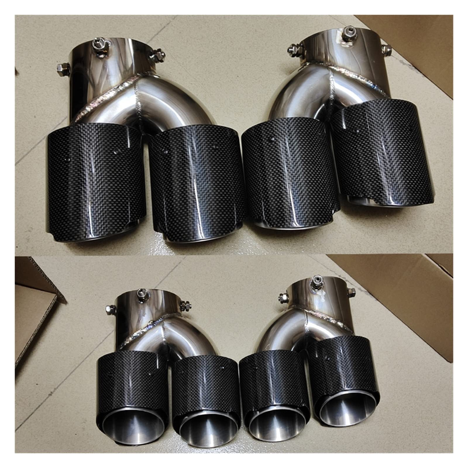 Auspuff Endrohr Auto Quad Auspuffspitze Für G22 Für G23 Für G26 Für M440i Dual Auspuffrohr Schalldämpfer Spitze Abgasanlage Düse Endrohr Auspuff(Carbon Fiber E) von LinQianBhD