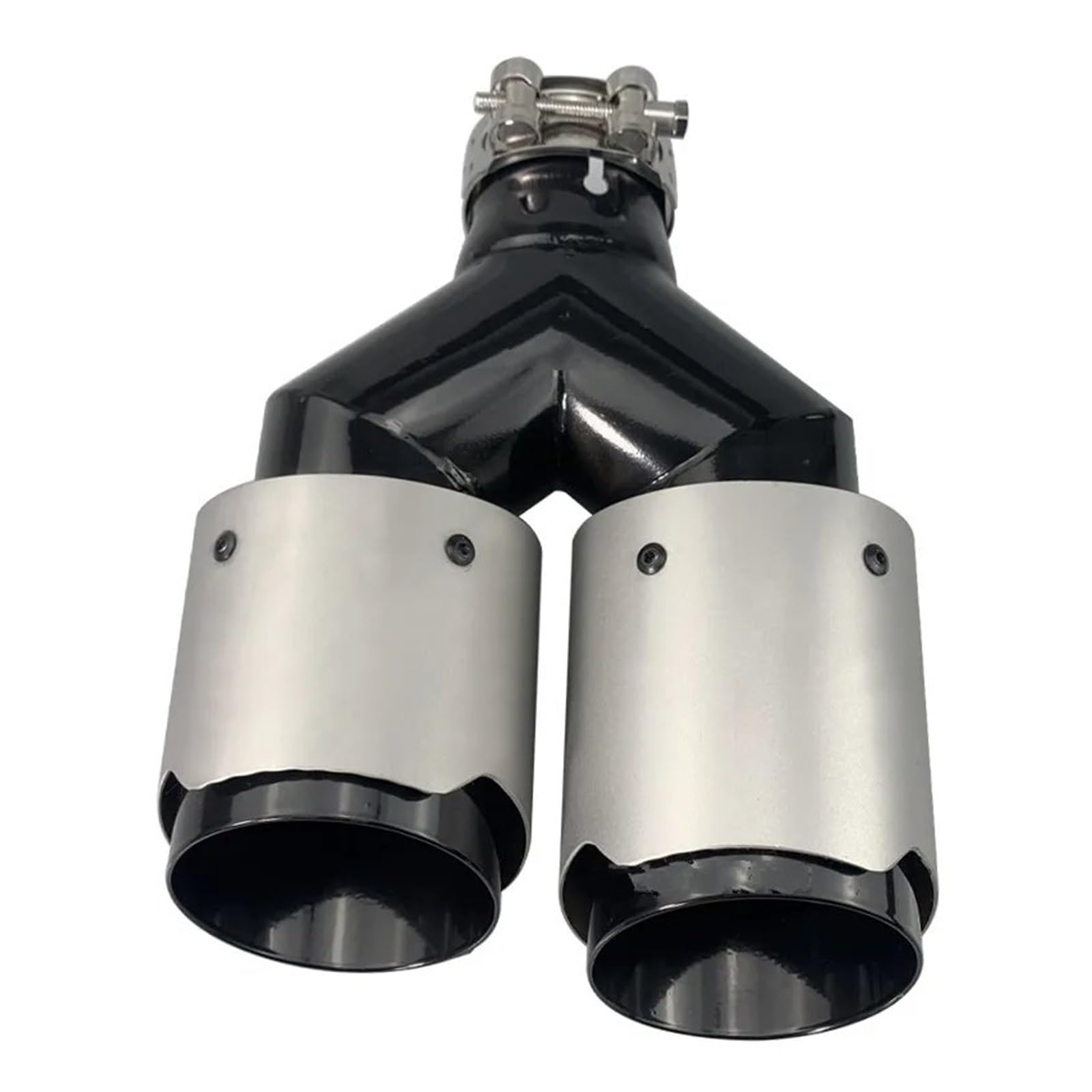 Auspuff Endrohr Universal Auto Ändern Schalldämpfer Spitze Y Form Doppel Ausgang Auspuffrohr Düse Dekoration Zwei-Tier Edelstahl Endrohr Auspuff(IN51-101mm Equal) von LinQianBhD