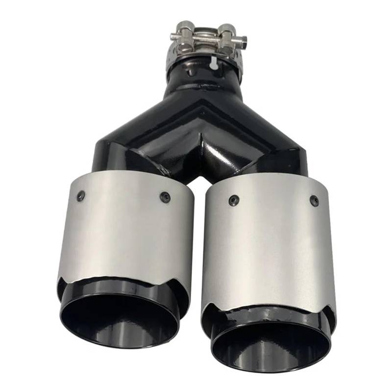 Auspuff Endrohr Universal Auto Ändern Schalldämpfer Spitze Y Form Doppel Ausgang Auspuffrohr Düse Dekoration Zwei-Tier Edelstahl Endrohr Auspuff(IN60-101mm Equal) von LinQianBhD