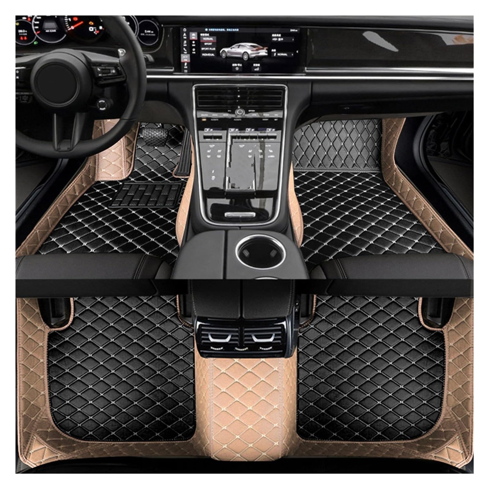 Autofußmatten Auto-Bodenmatte Für X1 Für E84 Für F48 Für X2 Für F39 Für X4 Für F26 Für G02 2018–2023 Kunstleder Automatten(Beige Black,F48 2015-2023) von LinQianBhD