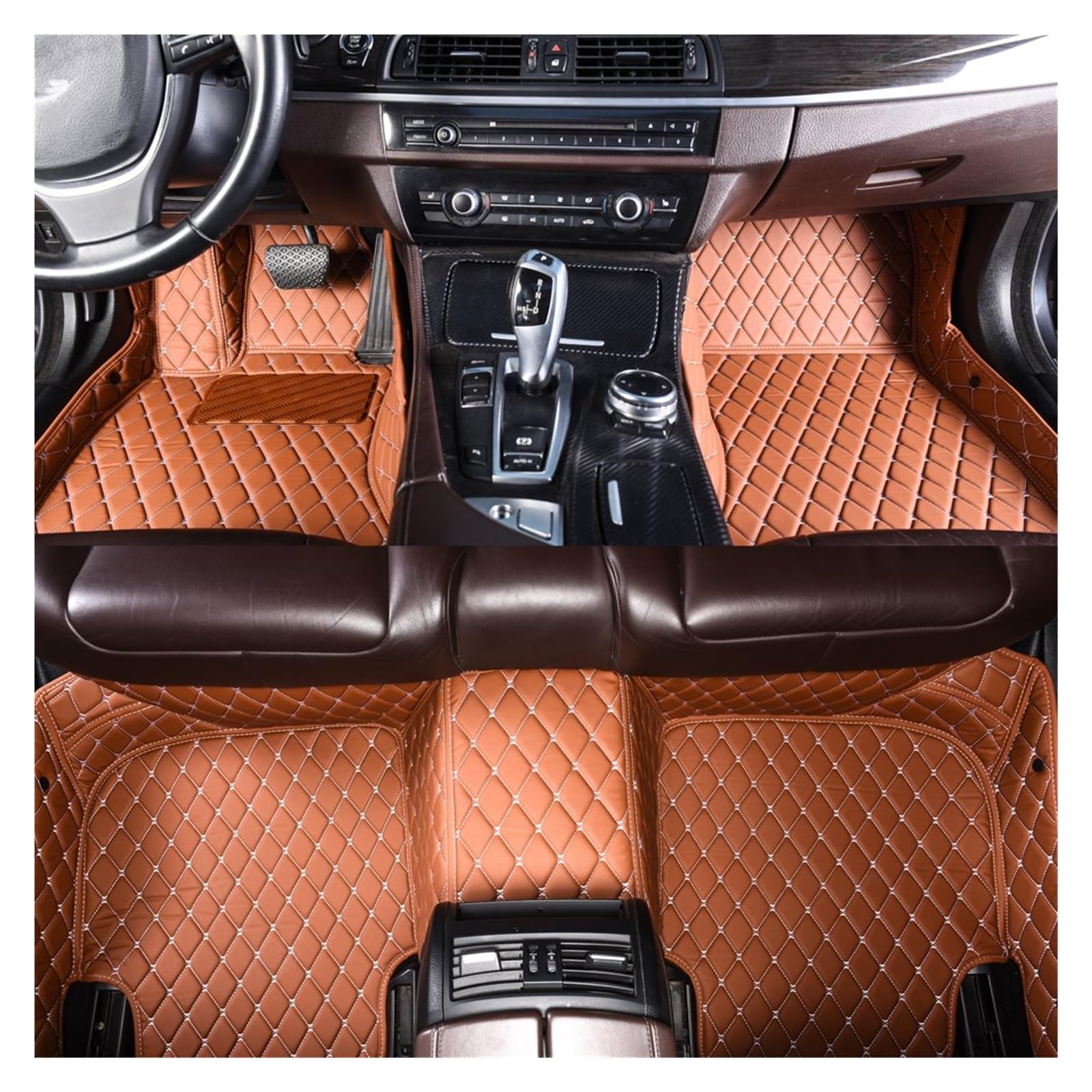 Autofußmatten Auto Fußmatten Für Hyundai Für Santa Für Fe 2006 2007 2008 2009 Auto Innen Zubehör Leder Teppiche Teppiche Fuß Pads Automatten(Brown) von LinQianBhD