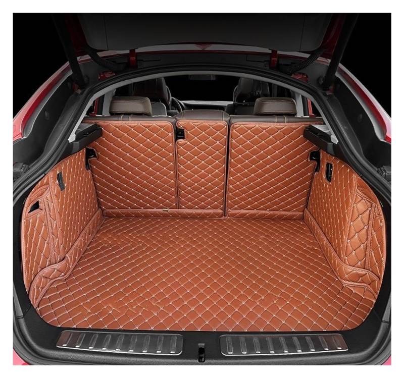 Autofußmatten Auto Fußmatten Für VW Für TIGUAN 2017 2018 2019 2020 2021 2022 Kofferraum Matte Fuß Pads Teppich Abdeckung Innen Zubehör Automatten(Brown-Trunk) von LinQianBhD