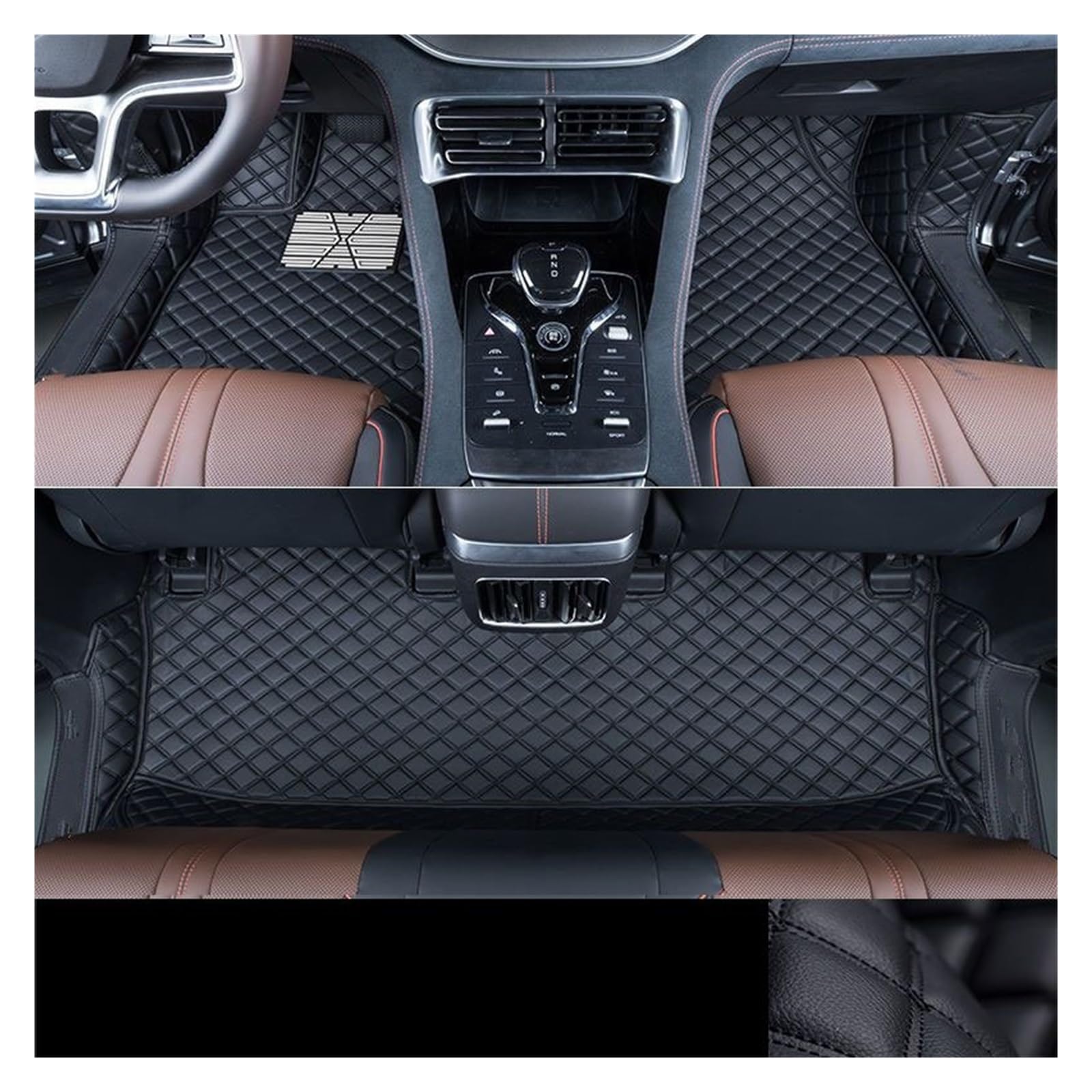 Autofußmatten Auto Fußmatten Teppich PU Leder Fuß Pad Innen Floorliner Auto Zubehör Für Haval Für Dargo 2021 2022 2023 2024 Automatten(Single Layer Black B) von LinQianBhD