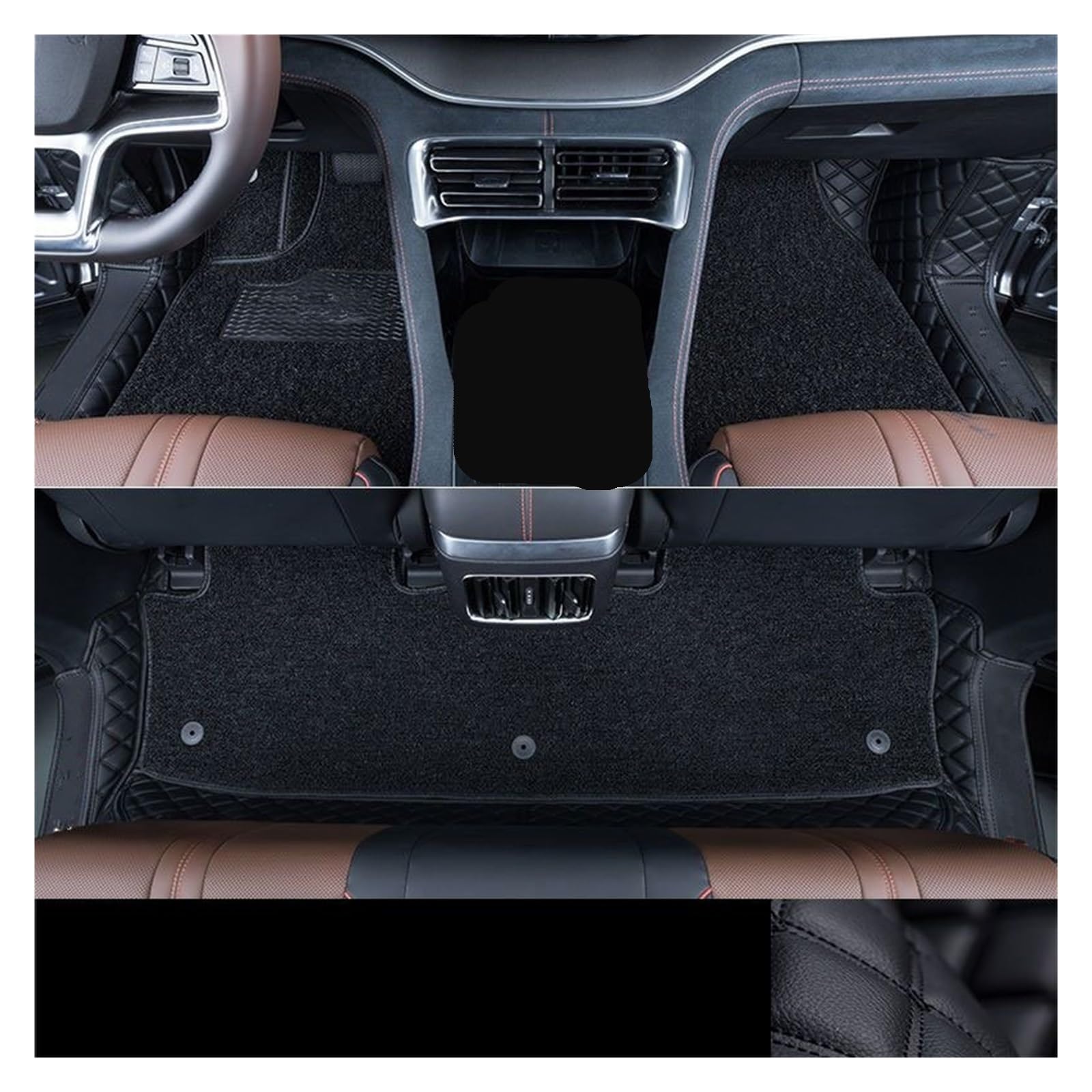 Autofußmatten Auto Fußmatten Teppich PU Leder Fuß Pad Innen Floorliner Auto Zubehör Für Haval Für Dargo 2021-2024 Automatten(Double Layer Black B) von LinQianBhD