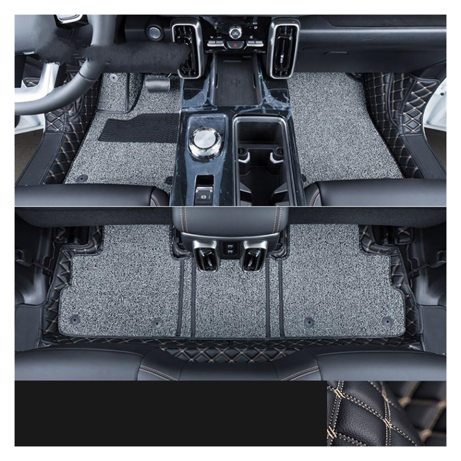 Autofußmatten Für Haval Für Dargo 2021 2022 2023 2024 Auto Fußmatten Teppich PU Leder Fuß Pad Innen Floorliner Auto Zubehör Automatten(Double Layer Black A) von LinQianBhD