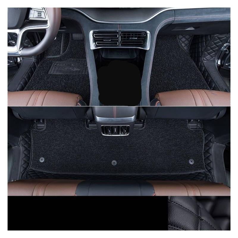 Autofußmatten Für Haval Für Dargo 2021 2022 2023 2024 Auto Fußmatten Teppich PU Leder Fuß Pad Innen Floorliner Auto Zubehör Automatten(Double Layer Black B) von LinQianBhD