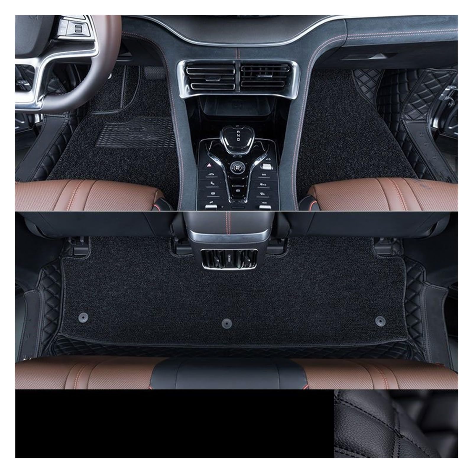 Autofußmatten Für Haval Für Dargo 2021 2022 2023 2024 Auto Fußmatten Teppich PU Leder Fuß Pad Innen Floorliner Auto Zubehör Automatten(Double Layer Black B) von LinQianBhD