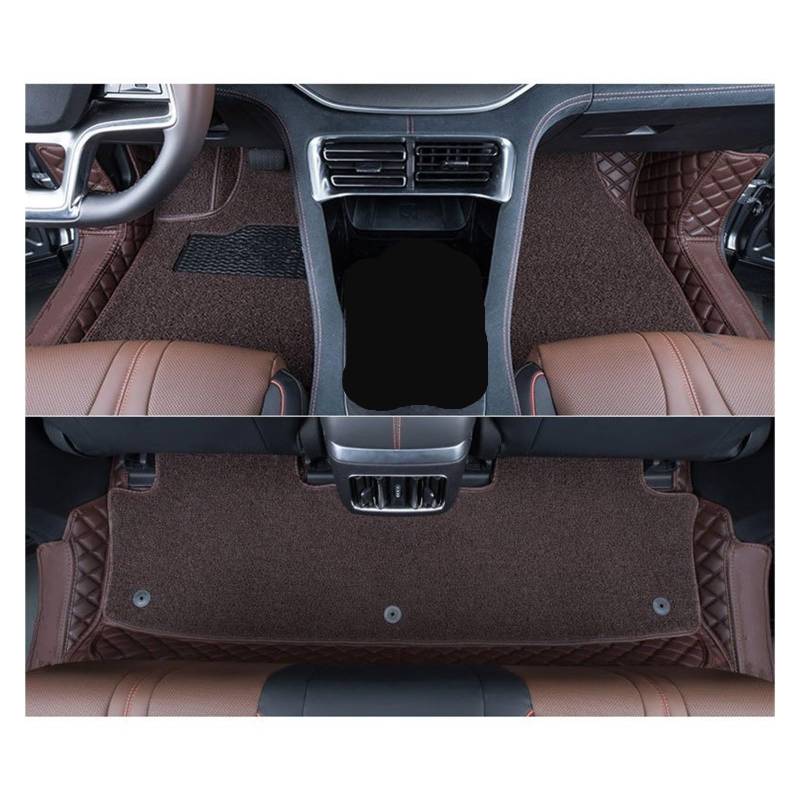 Autofußmatten Für Haval Für Dargo 2021 2022 2023 2024 Auto Fußmatten Teppich PU Leder Fuß Pad Innen Floorliner Auto Zubehör Automatten(Double Layer Brown) von LinQianBhD