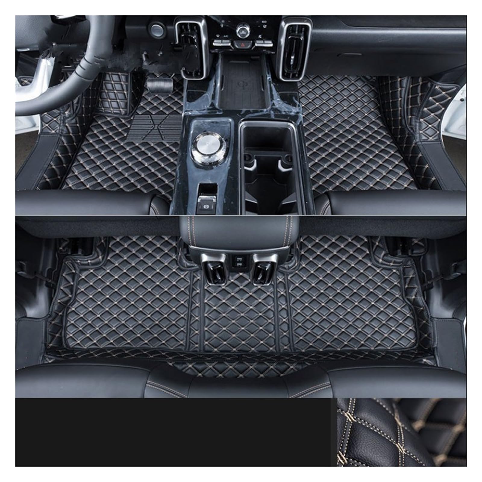 Autofußmatten Für Haval Für Dargo 2021 2022 2023 2024 Auto Fußmatten Teppich PU Leder Fuß Pad Innen Floorliner Auto Zubehör Automatten(Single Layer Black A) von LinQianBhD