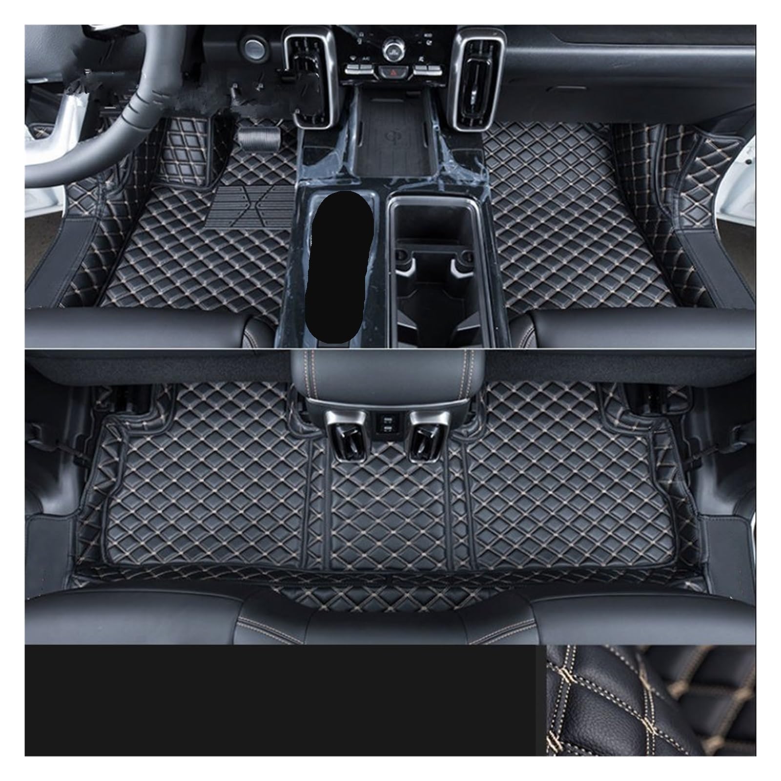 Autofußmatten Für Haval Für Dargo 2021 2022 2023 2024 Auto Fußmatten Teppich PU Leder Fuß Pad Innen Floorliner Auto Zubehör Automatten(Single Layer Black A) von LinQianBhD