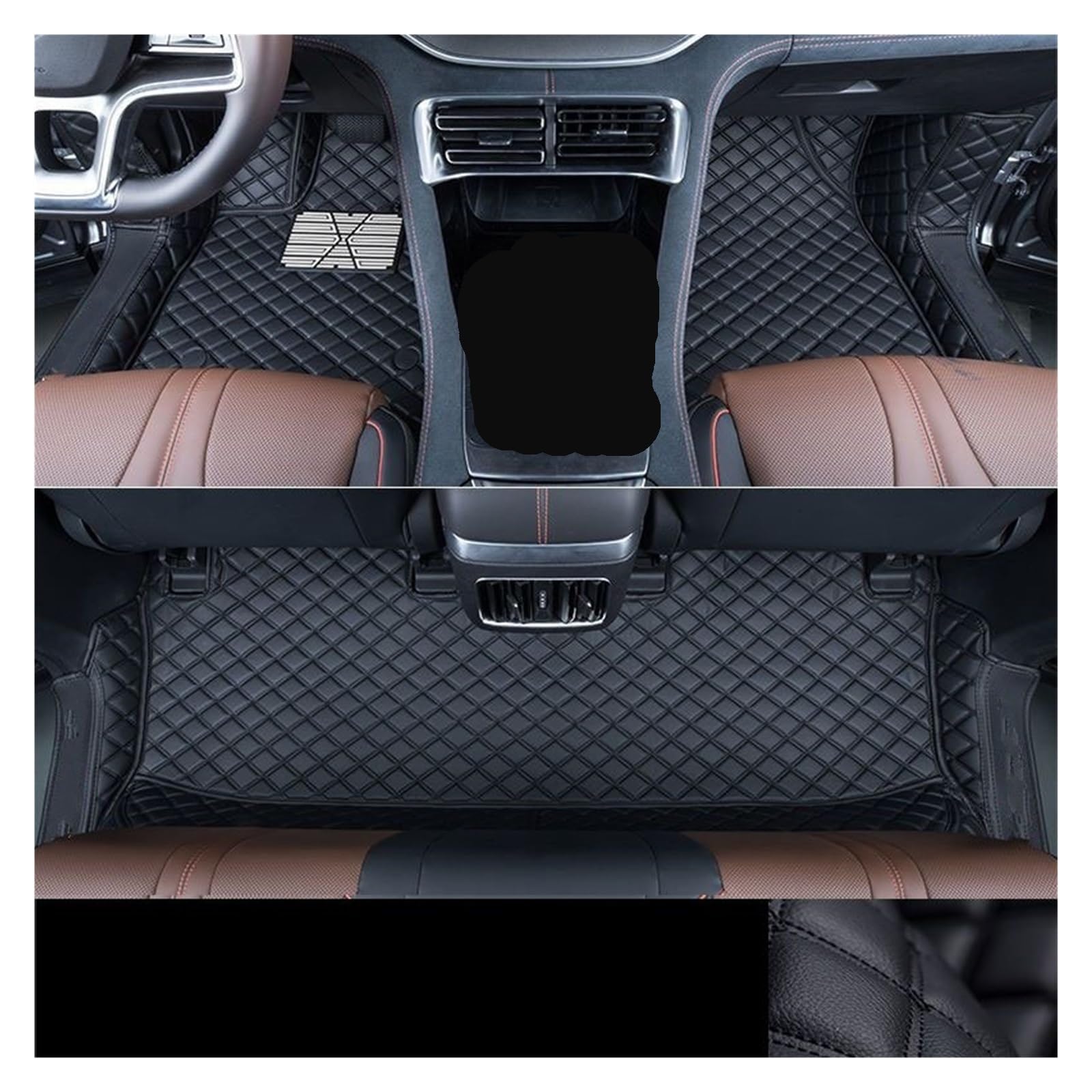 Autofußmatten Für Haval Für Dargo 2021 2022 2023 2024 Auto Fußmatten Teppich PU Leder Fuß Pad Innen Floorliner Auto Zubehör Automatten(Single Layer Black B) von LinQianBhD