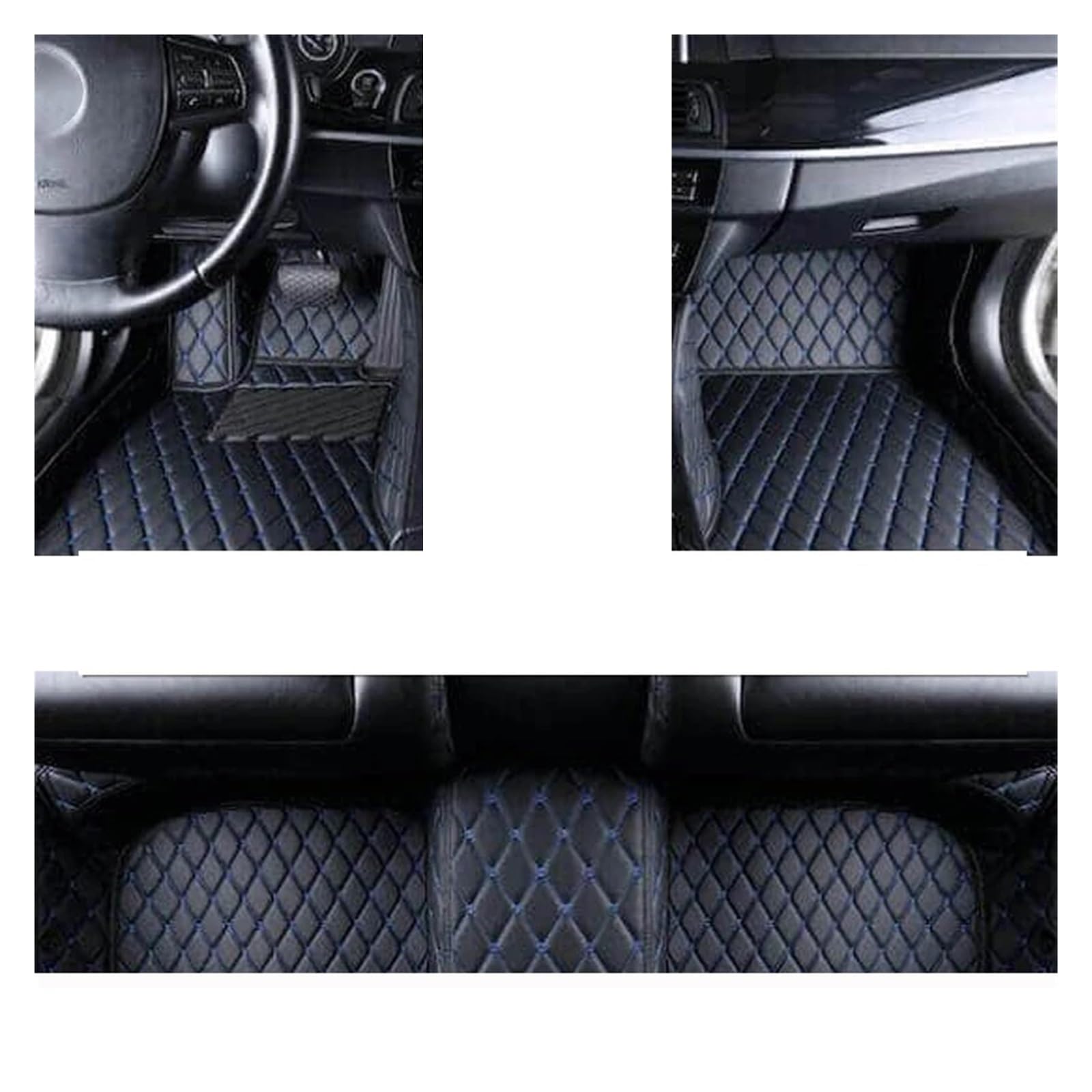 Autofußmatten Für Mazda 3 2006-2012 Auto Fußmatten Benutzerdefinierte Auto Fuß Pads Teppich Abdeckung Innen Zubehör Automatten(LHD Black Blue) von LinQianBhD