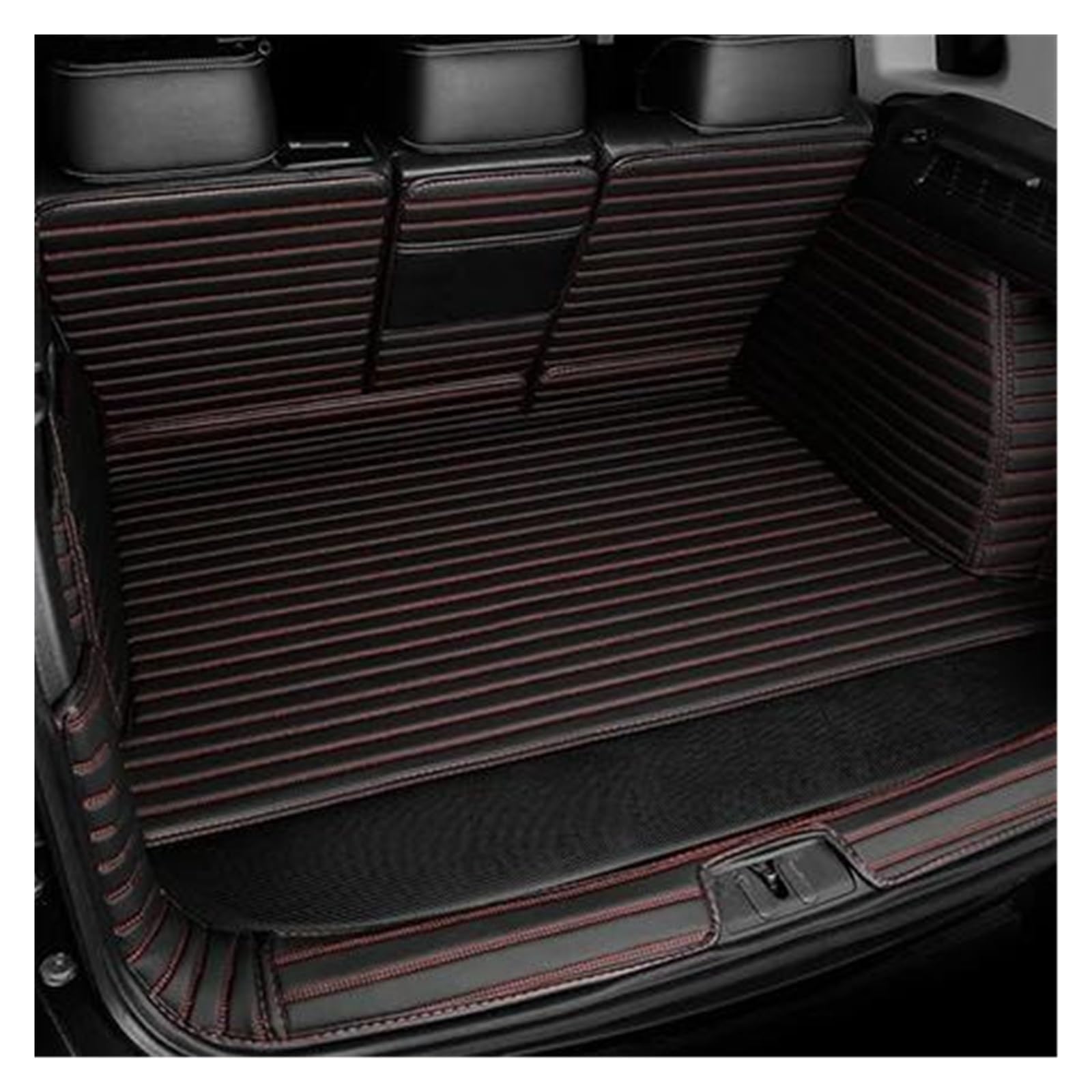 Kofferraumschutz Seitenschutz Für Tesla Für Modell Y 2021 Fracht Pad Teppich Fach Schutz Matten Vollständig Umgeben Kofferraum Matte Set Boot Liner Anti Slip Matte Kofferraumabdeckung(Black red 2) von LinQianBhD