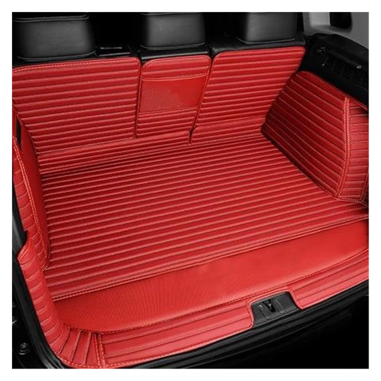 Kofferraumschutz Seitenschutz Für Tesla Für Modell Y 2021 Fracht Pad Teppich Fach Schutz Matten Vollständig Umgeben Kofferraum Matte Set Boot Liner Anti Slip Matte Kofferraumabdeckung(Red 2) von LinQianBhD