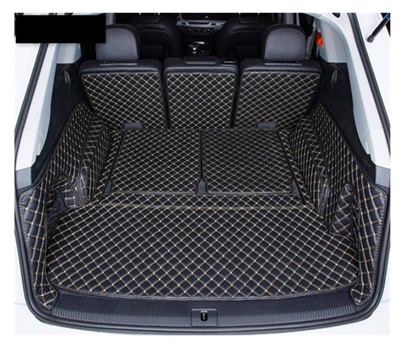 Kofferraumwanne Auto-Kofferraum-Cargo-Liner-Fach Teppichpolster 7 Sitze Für Q7 2015 2016 2017 2018 2019 2020 2021 2022 Kofferraummatten(Black Beige) von LinQianBhD