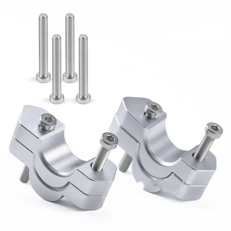 Lenkererhöhung Motorrad Lenker Riser Drag Griff Bar Clamp Verlängern Adapter Für R1300GS 2024- Motorrad Lenker Riser(Silver) von LinQianBhD