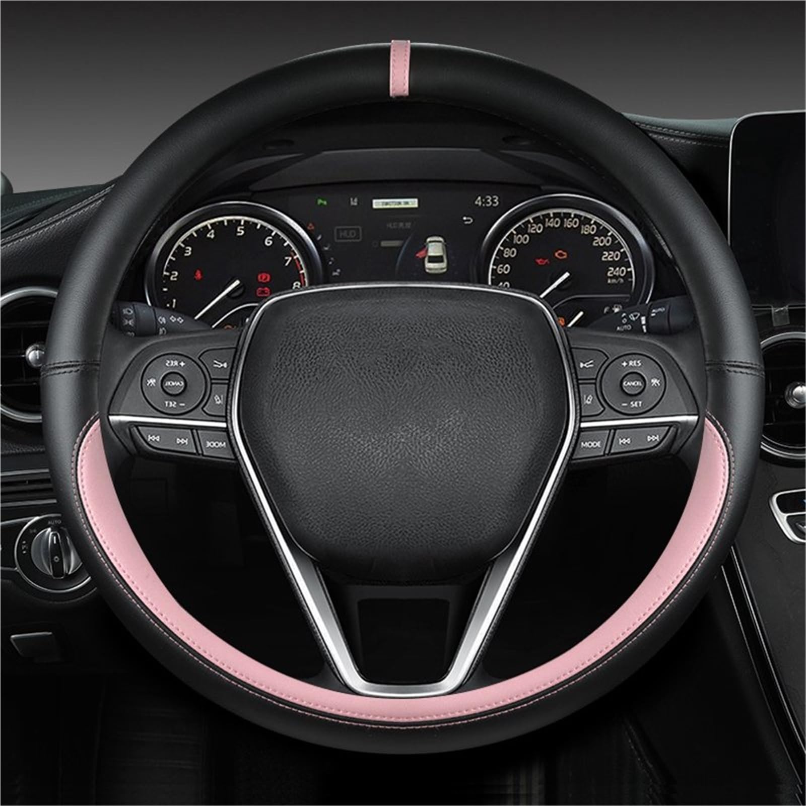 Lenkradhülle Auto Lenkrad Abdeckung 38cm Leder Auto Zubehör Für Toyota Für Corolla Für Avensis Für Yaris Für Auris 2015 Für Camry Für CH-R 2021 Lenkradhülle Auto(PINK) von LinQianBhD