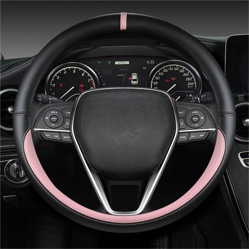 Lenkradhülle Auto Lenkrad Abdeckung 38cm Leder Auto Zubehör Für Toyota Für Corolla Für Avensis Für Yaris Für Auris 2015 Für Camry Für CH-R 2021 Lenkradhülle Auto(PINK) von LinQianBhD