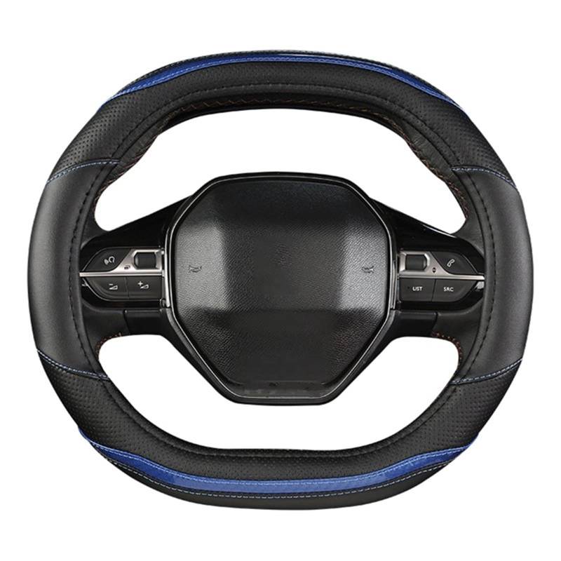 Lenkradhülle Auto Lenkrad Abdeckung Carbon Faser + PU Leder Auto Zubehör Innen Für Peugeot 3008 4008 5008 Lenkradhülle Auto(Blue) von LinQianBhD