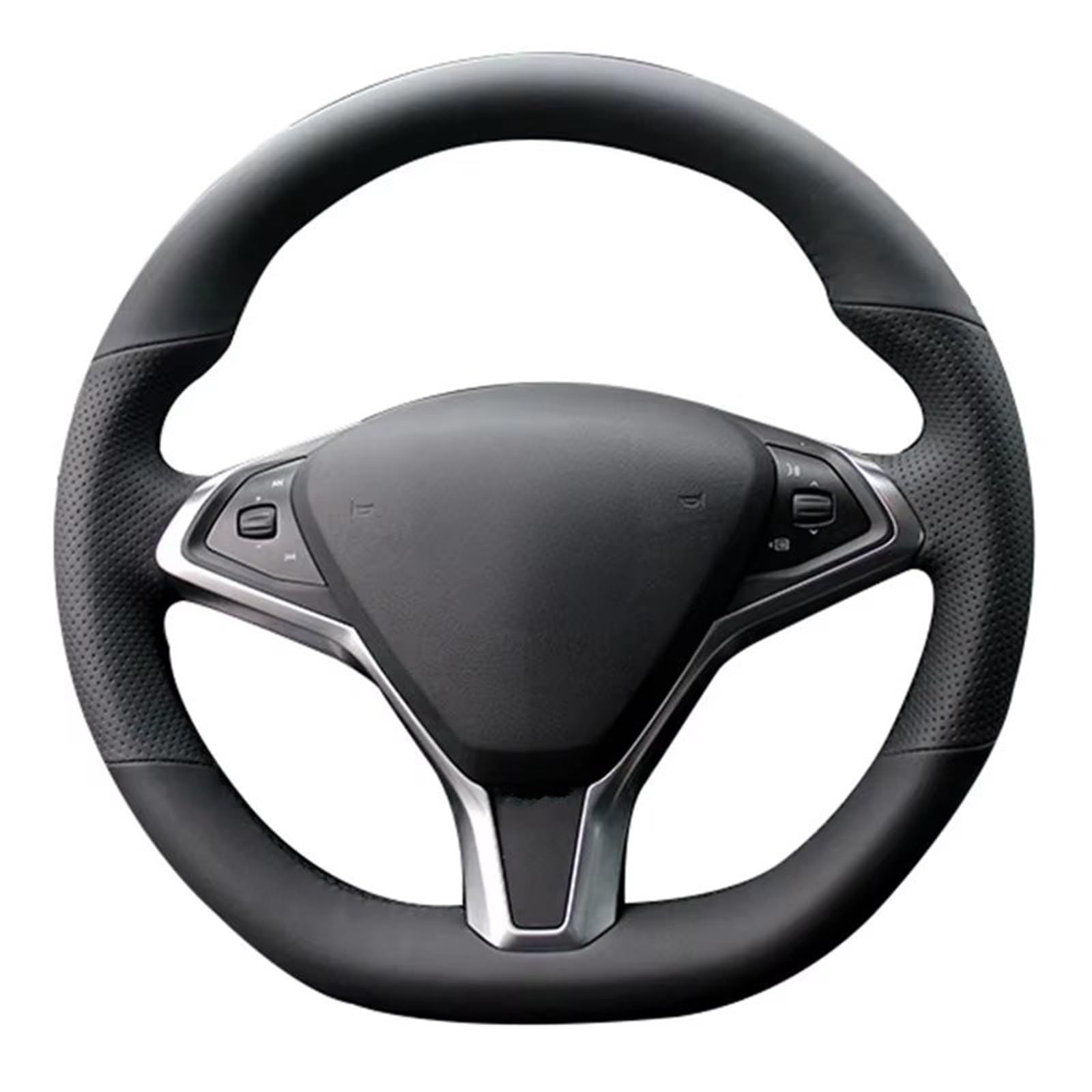 Lenkradhülle Auto Lenkrad Abdeckung Hand Nähen Nicht-Slip Auto Zubehör Für Tesla Für Modell Für S 2009-2018 Für Tesla Für Modell Für X 2012-2018 Lenkradhülle Auto(Gray Thread) von LinQianBhD