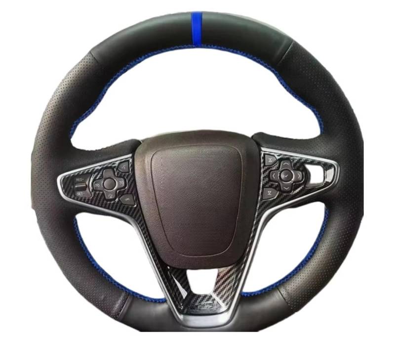 Lenkradhülle Auto-Lenkradabdeckung Perforiertes Leder Blaue Linienstreifen Für Buick Für Regal Für GS 2014 2015 2016 2017 Lenkradhülle Auto(3 Colors Thread) von LinQianBhD