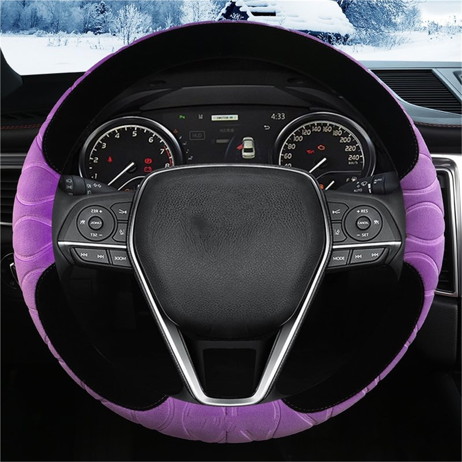 Lenkradhülle Winter Plüsch Auto Lenkrad Abdeckung Auto Für Toyota Für Camry Für Corolla Für Avensis Für Yaris Für Rav4 Für Hilux Für Auris 2013-2021 Lenkradhülle Auto(Purple) von LinQianBhD