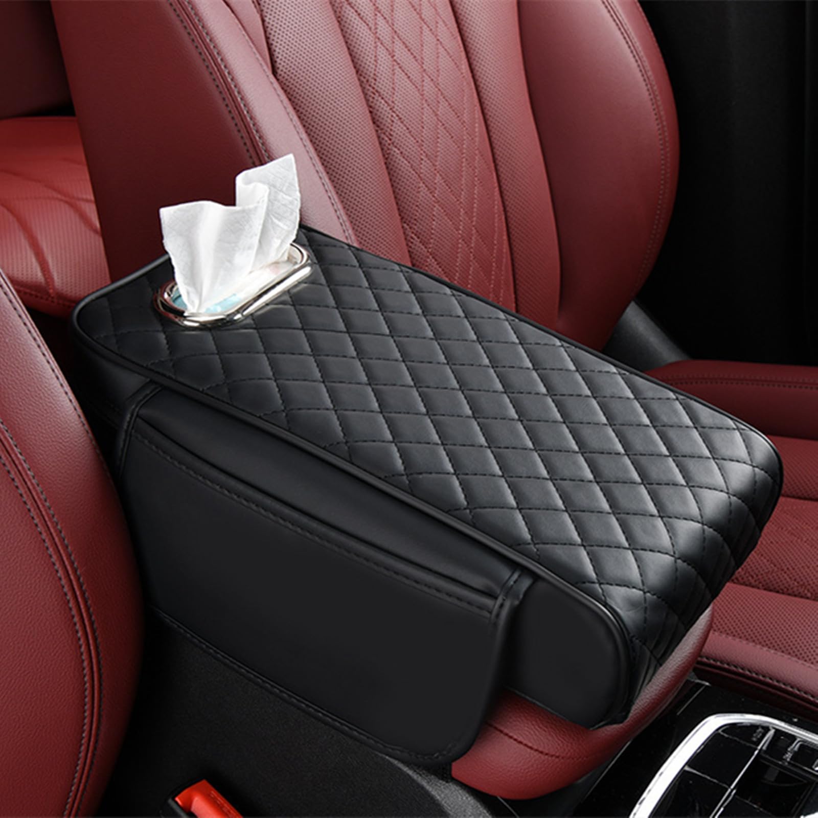 Memory Foam Car Armrest Cushion, Car Center Console Cushion Pad, Universal Center Console Cover, Car Console Armrest Organizer Storage for Most Car (Black) von LinZong