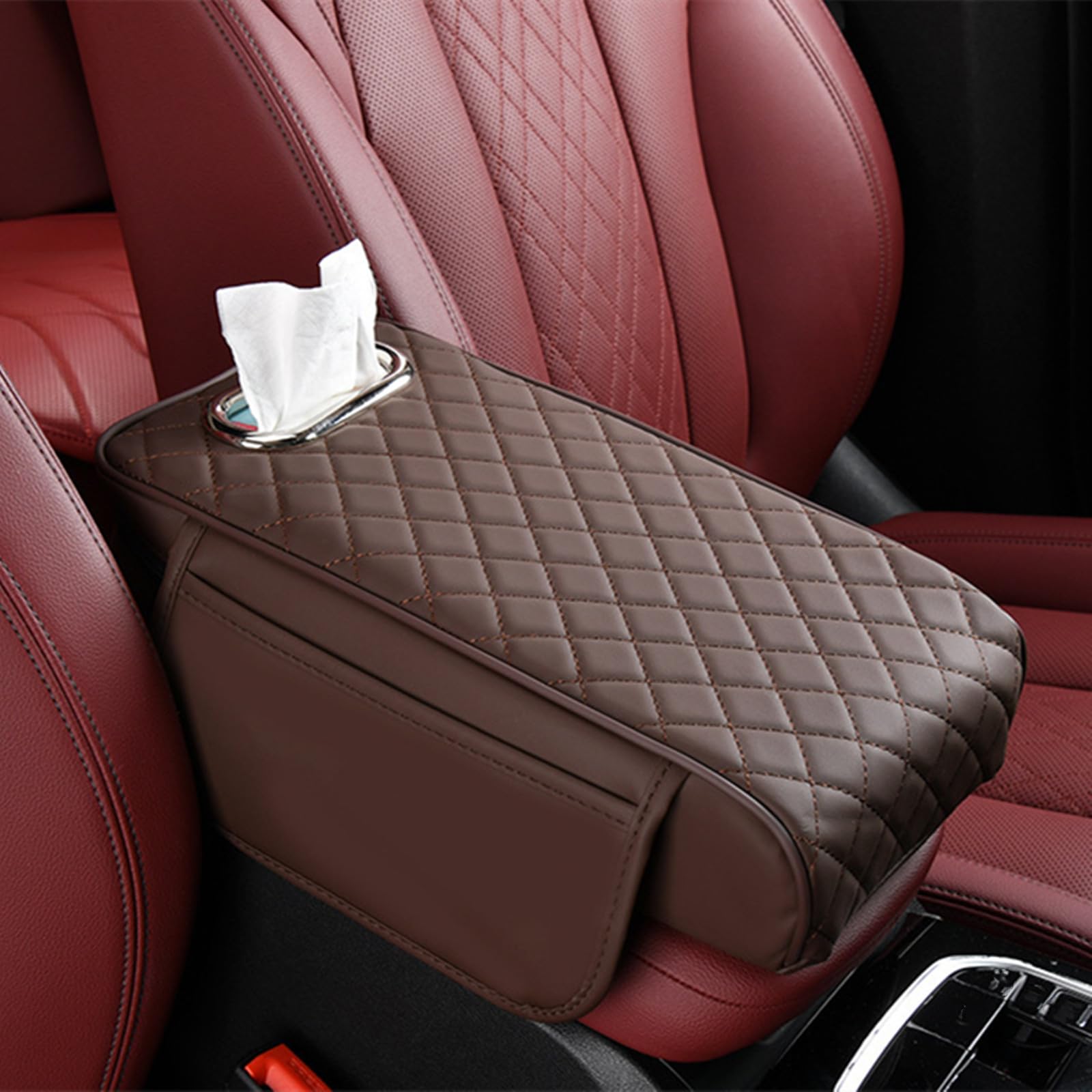 Memory Foam Car Armrest Cushion, Car Center Console Cushion Pad, Universal Center Console Cover, Car Console Armrest Organizer Storage for Most Car (Coffee) von LinZong