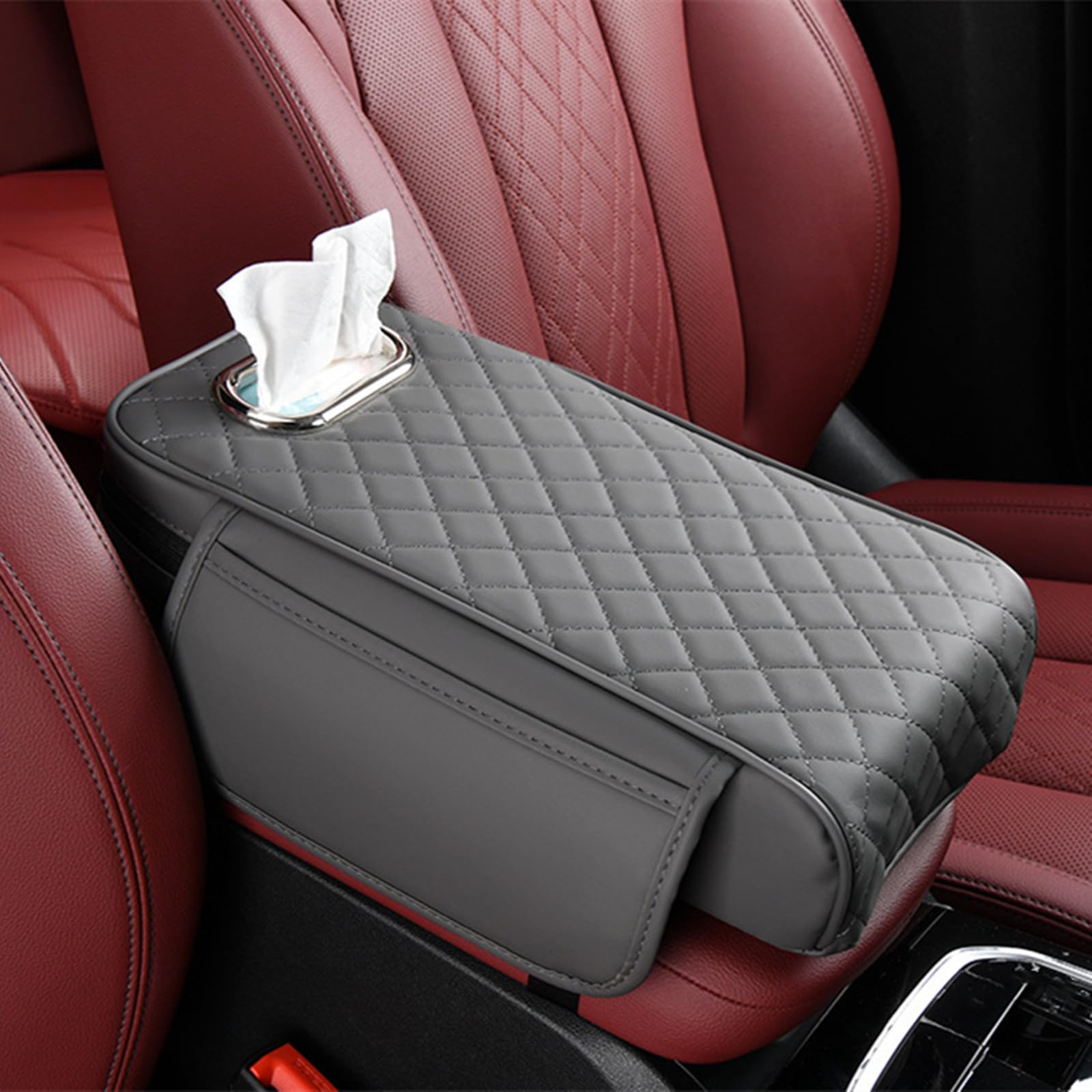 Memory Foam Car Armrest Cushion, Car Center Console Cushion Pad, Universal Center Console Cover, Car Console Armrest Organizer Storage for Most Car (Gray) von LinZong