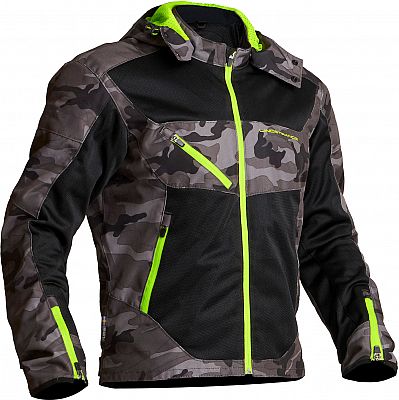 Lindstrands Rexbo Camo, Textiljacke wasserdicht - Schwarz/Grau/Neon-Grün - 48 von Lindstrands