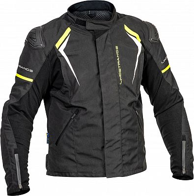 Lindstrands Sandvik, Textiljacke wasserdicht - Schwarz/Weiß/Neon-Gelb - 52 von Lindstrands