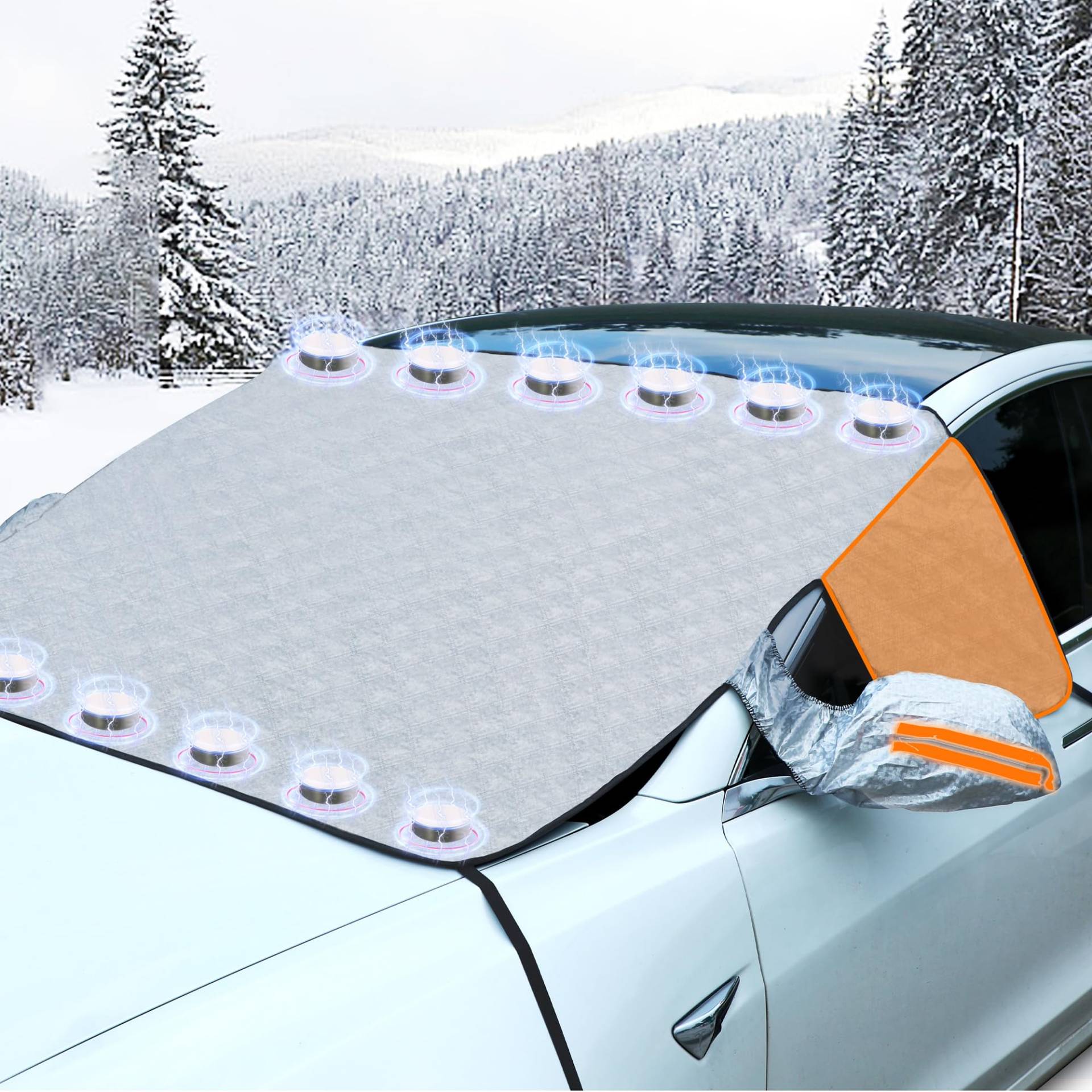 LinjunFa Frontscheibenabdeckung Winter, Scheibenabdeckung Auto Anti Schnee Decke, Magnetische Windschutzscheibenabdeckung,Autoabdeckung Frontscheibe,Autoscheiben Abdeckungen, Schneeschutz,Sonnenschutz von LinjunFa