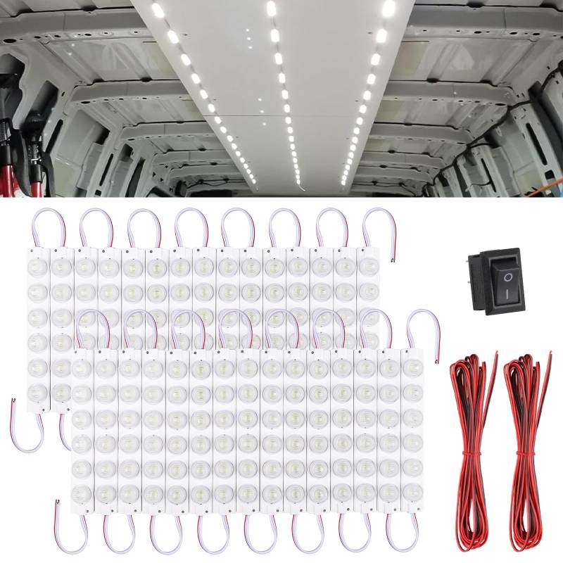 12V Enclosed Trailer Lights, 180 White LED Ceiling Lighting Kits, 30PCS 6-LED Modules for Van RV Truck Boats Bus Cargo Trailers Lorries Transit Auto Vehicles, and DIY Decorations von Linkstyle