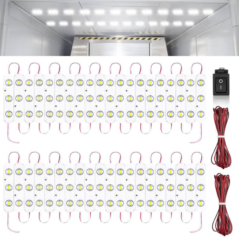 Linkstyle 12V Interior Licht Auto Leseleuchte, 120 LEDs Deckenleuchtenmit Schalter für Van RV Truck Boote (40 Module) von Linkstyle