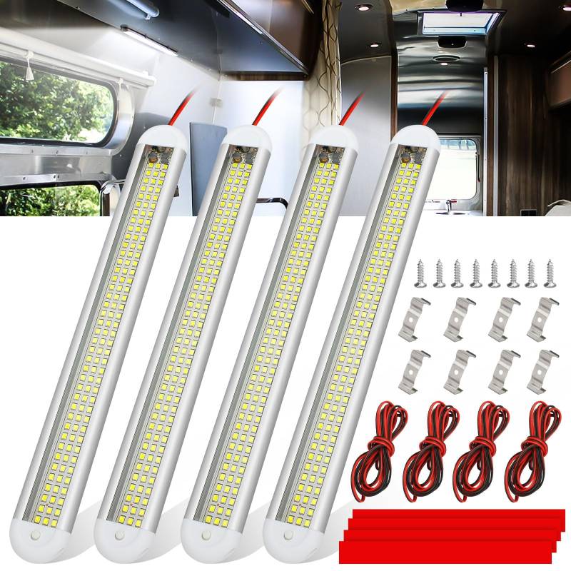 Linkstyle 4X 120 LED Innenbeluchtung, 12V LED Leiste mit ON/Off Schalter, für Auto Wohnmobil Van Bus Caravan Boat Küche von Linkstyle