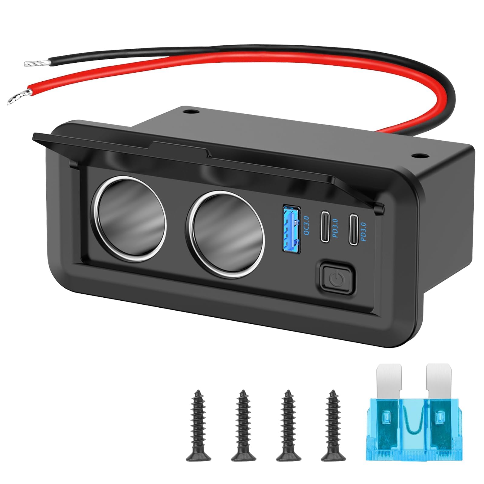 Linkstyle Zigarettenanzünder Splitter Adapter, 180W Dual Auto Ladegerät Splitter mit Dual PD3.0 und QC3.0 Anschlüssen für 12–24V Geräte von Linkstyle