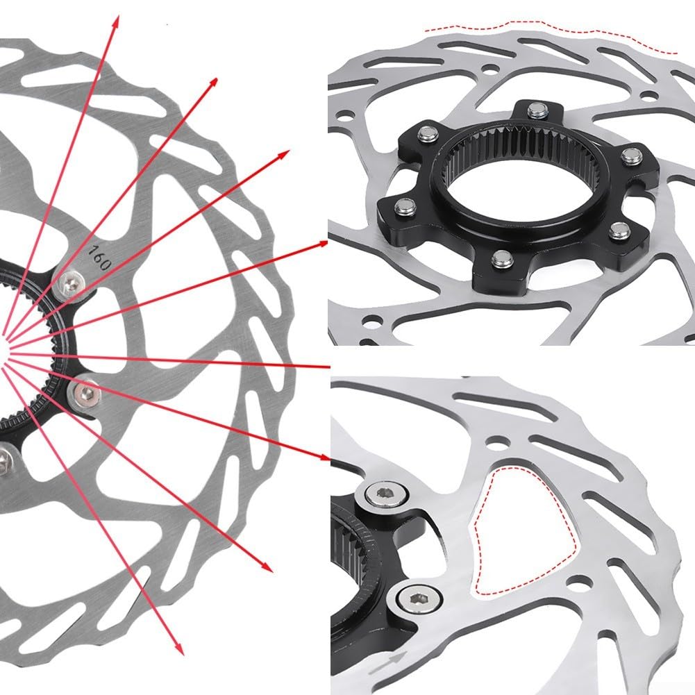 Für Rotor-kompatible Centerlock-Scheibenbremsen, Edelstahl- und Aluminiumlegierungs-Konstruktion für zuverlässiges Bremsen (2 Stück, 140 mm) von Lioaeust