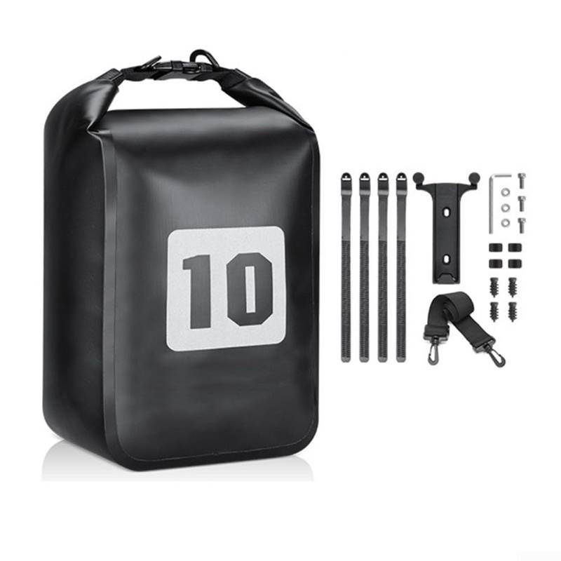 Lioaeust Fahrradgabeltasche, Fahrradgabelhalterung, Schultertasche, 10 l, Organizer-Tasche, Aufbewahrungstasche für E-Scooter, E-Bike, Mountainbike (10 l, schwarz) von Lioaeust