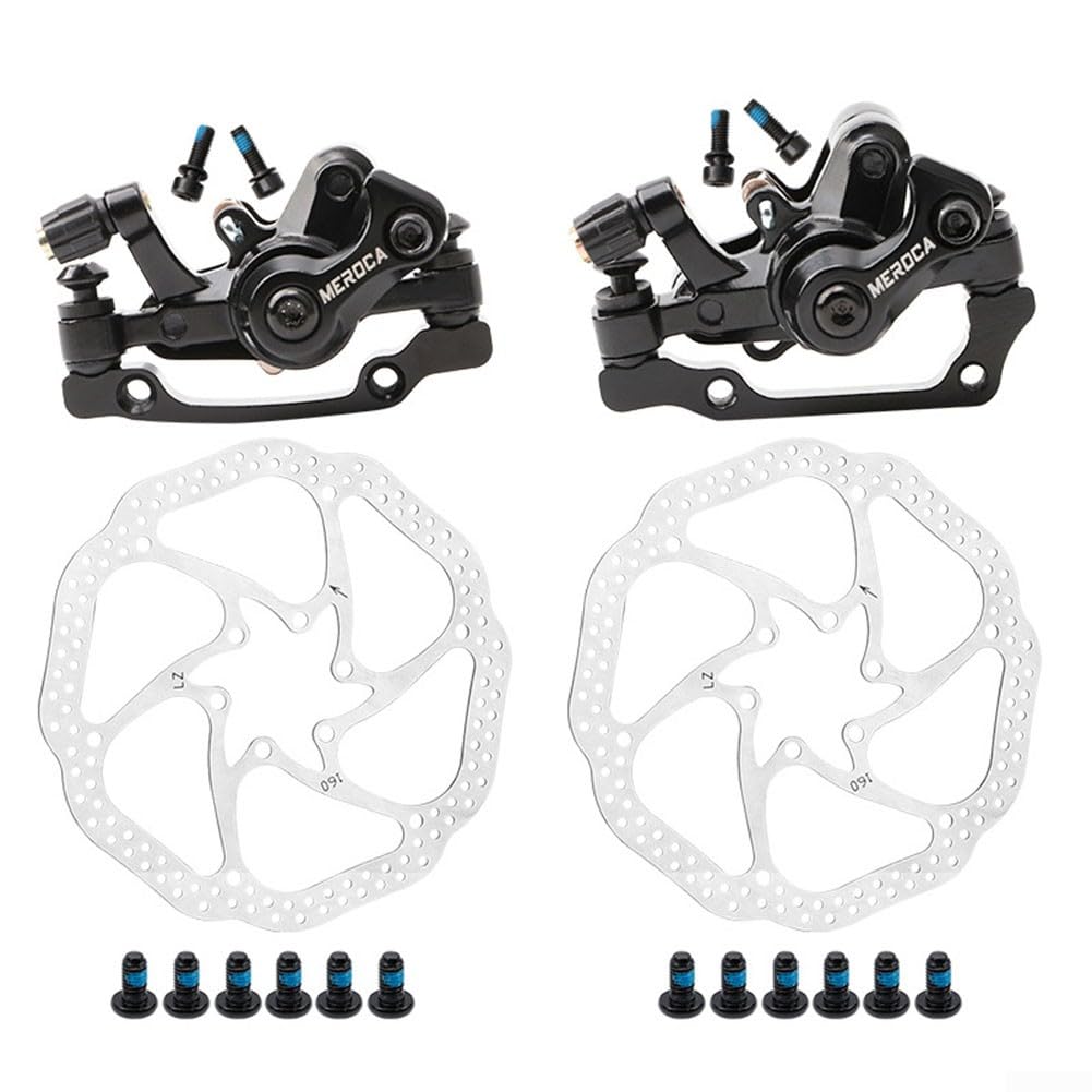 Mechanische Scheibenbremse, Mechanische Scheibenbremse Bremssattel für Rotor 160MM Legierung Clip Wärmeableitung (vorne + hinten mit 2PCS für Rotor) von Lioaeust