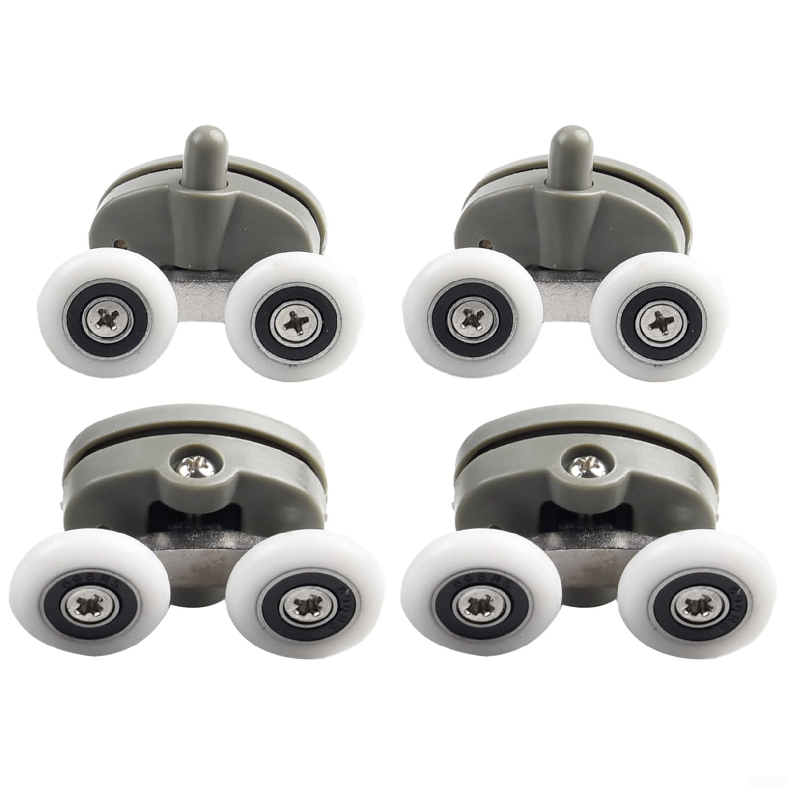 Set mit 4 verstellbaren Doppelrollen für reibungslosen Betrieb an Duschtüren (23 mm) von Lioaeust