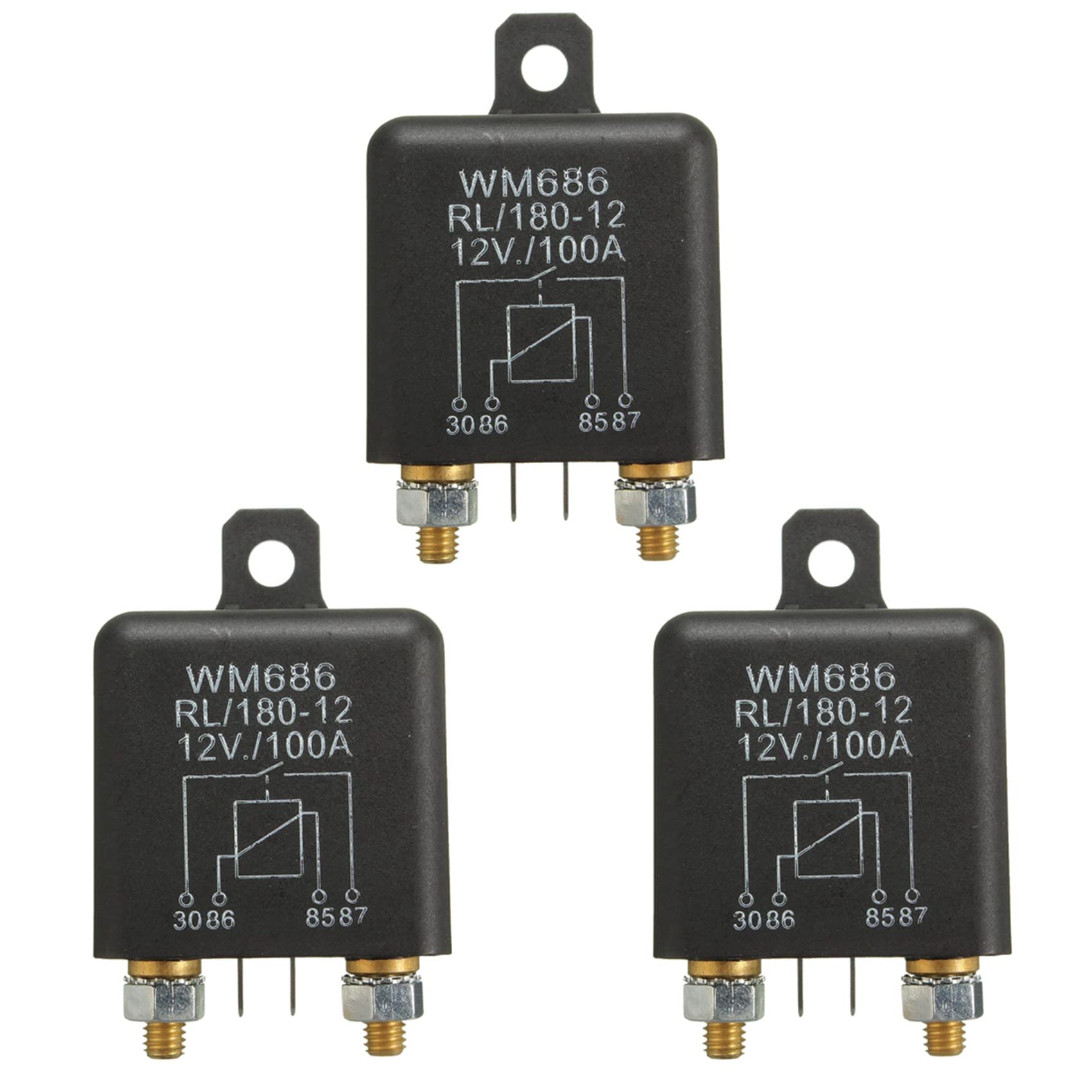 Lioggyet 3X 12V 100Amp 4-Pin Schwer Pflicht EIN/Aus Schalter Split Charge Relay für Auto Boot Van Schwarz von Lioggyet