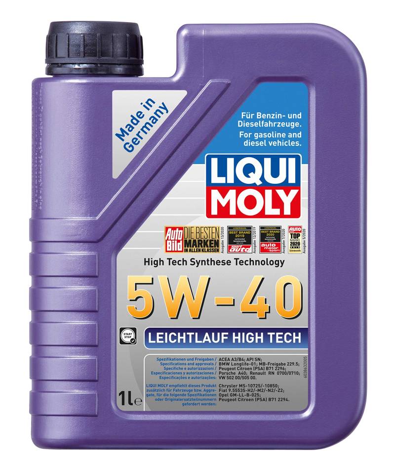 Liqui Moly Motoröl 5W-40 1L Leichtlauf High Tech Acea A3/B4 Api Sp Motorenöl von Liqui Moly