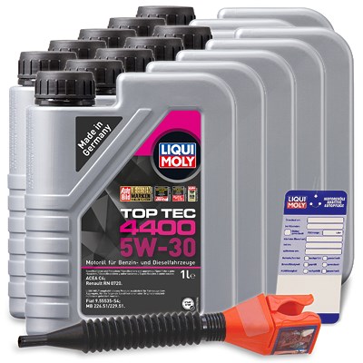 Liqui Moly 10x 1 L Top Tec 4400 5W-30 + Ölwechsel-Anhänger + Einfülltrichter [Hersteller-Nr. 3750] von Liqui Moly