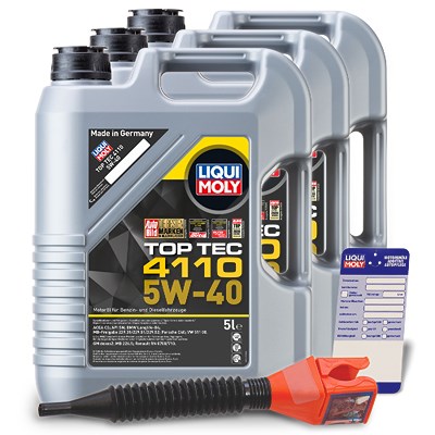 Liqui Moly 15 L Top Tec 4110 5W-40 + Ölwechsel-Anhänger + Einfülltrichter [Hersteller-Nr. 21479] von Liqui Moly