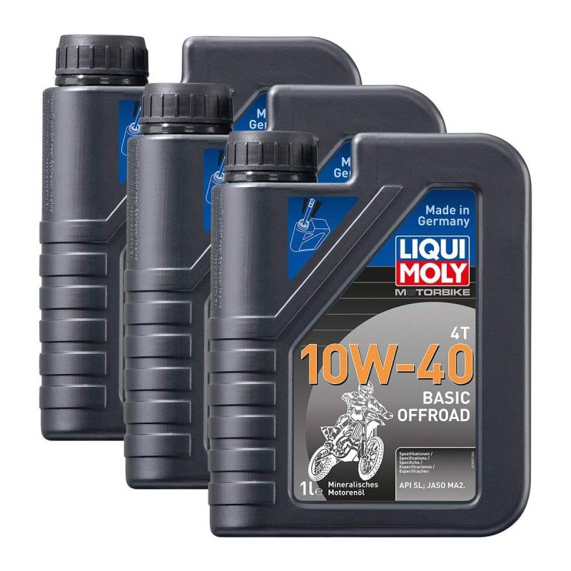 3x LIQUI MOLY 3059 Motorbike 4T Basic Offroad 10W-40 Motoröl 1L von Liqui Moly