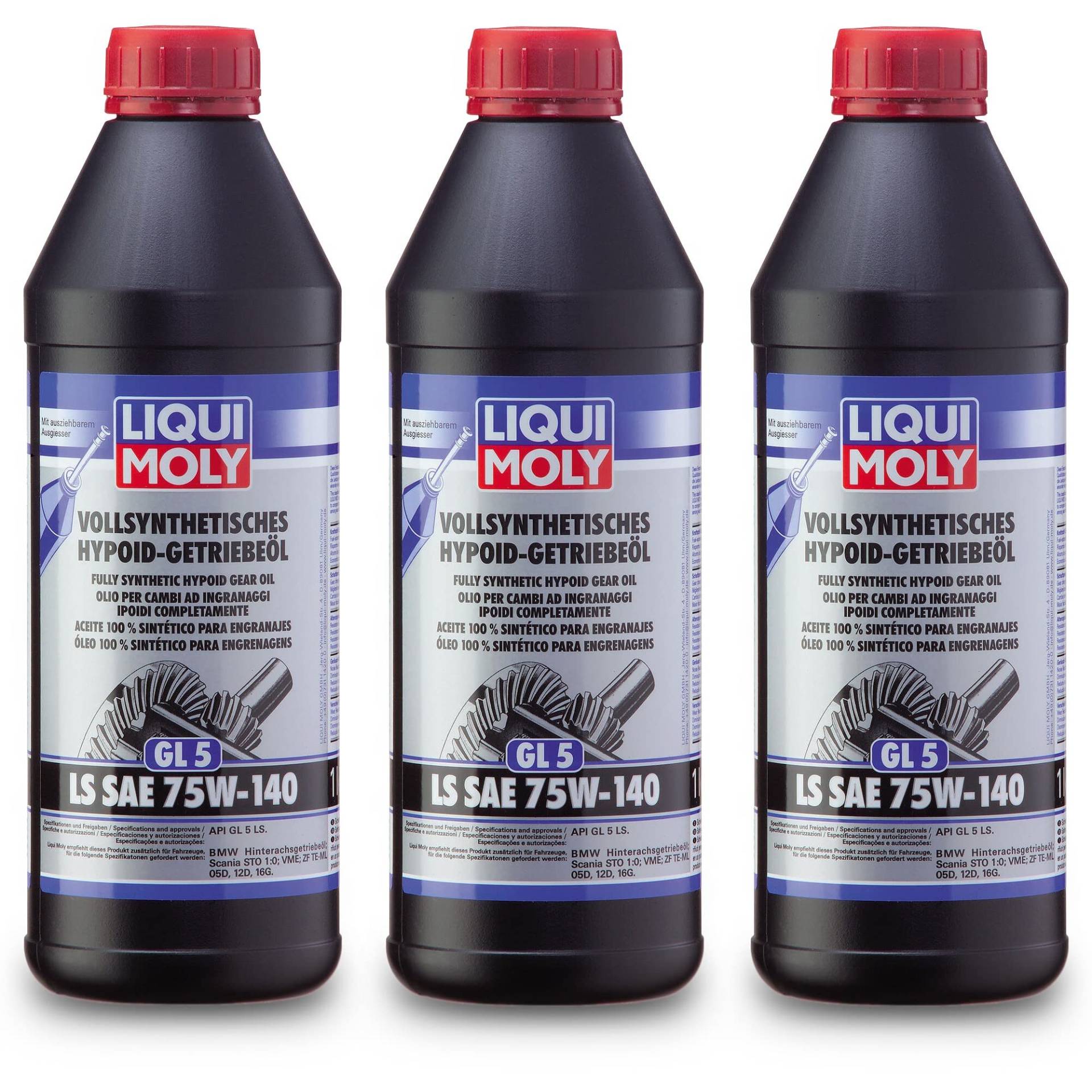 3x LIQUI MOLY 4421 Vollsynthetisches Hypoid-Getriebeöl (GL5) LS SAE 75W-140 1L von Liqui Moly